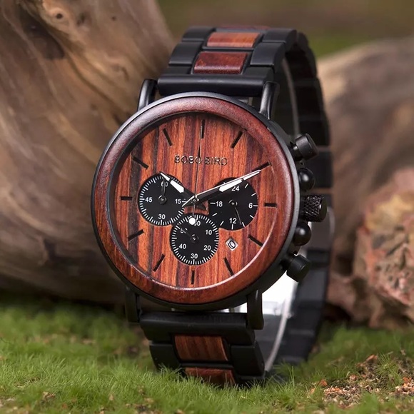 Other - Luxury Zebra and Ebony Wood Chronograph Military Quartz Watch